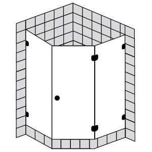 Sprinz BS-Dusche Rahmenlos, Fünfeck B:1000x1000 H:2000 mm kristall hell / chrom/silber hochglanz,B:1000x1000 H:2000 mm