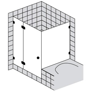 Sprinz BS-Dusche Rahmenlos,Tür m Seitent. 1000x1000x2000 kristall hell / chrom/silber hochglanz,