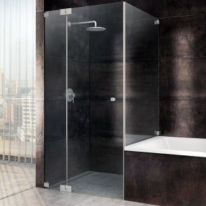 SPRINZ Omega Duschabtrennung 1000 x 1000 x 2000, Fronteinstieg, Pendeltür oder Drehtür mit Festteil, verkürzte Seitenwand, verschiedene Profilfarben, O12.0