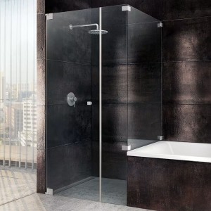 SPRINZ Omega Duschabtrennung 1200 x 1200 x 2000, Fronteinstieg, Pendeltür oder Drehtür mit Festteil, verkürzte Seitenwand, verschiedene Profilfarben, O18.2