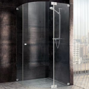 SPRINZ Omega Duschabtrennung, Viertelkreisdusche, mit Pendeltür und zwei Festteilen, für Wannenradius 520 - 530 mm, 1000 x 1000 x 2000, verschiedene Profilfarben, O15.4
