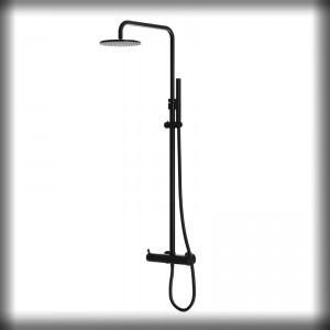 Steinberg Serie 100 S Brauseset mit Thermostat, Regenbrause und Handbrause, matt schwarz