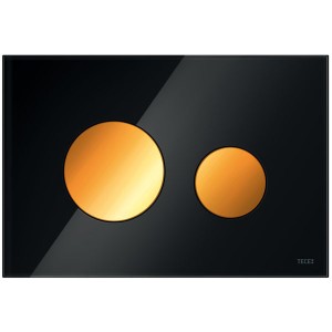 TECEloop WC-Betätigungsplatte Glas schw. Tasten gold Zweimengentech.