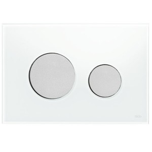TECEloop WC-Betätigungsplatte Glas weiß Tasten Chr. m. Zweimengentech.