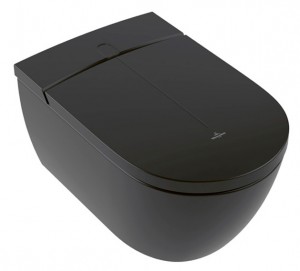VB Dusch-WC spülrandlos ViClean-I100 595 x385x400mm Oval Pure Black CeramicPlus