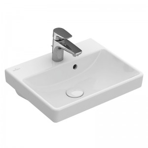 Villeroy & Boch HWB Avento 7358 450x370mm 1-Loch Arm HL durchgest Überl Eckig Weiß Alpin