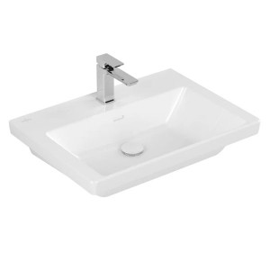 VB Schrankwaschtisch Subway 3.0 650x470 mm Rechteck 1HL. o. Überlauf Weiß Alpin