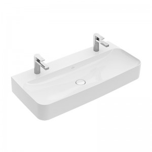Villeroy & Boch WT Finion 4168 1000x470mm Hahnlöcher dgest o ÜL eck geschl Weiß Alpin C+