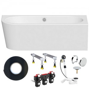 Vorwand-Badewanne Rocky L100 Wall Corner links Acrylwanne für Wandeinbau 1800 x 800 x 600 mm, weiß