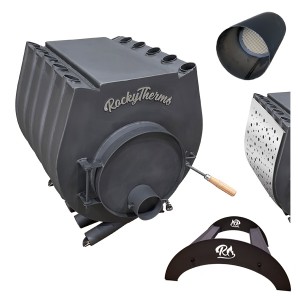 Warmluftofen Rockytherm 17kW mit Herdplatte - Werkstattofen inkl. Kat. Auswahlset