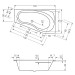 Badewanne Sika 165 links 165x95/50x46 Raumspar-Badewanne