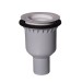 Bodenablauf senkrecht DN 50, Sperrwasserhöhe 50 mm Rahmenmaß 100x100x8,5 mm inkl. Rost aus Edelstahl