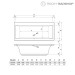 Acryl-Badewanne Malibu Plus 180 x 80 x 46,5cm weiss Bodenlänge 128cm, 285 Liter
