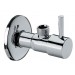 Design-Eckventil Messing verchromt 1/2" x 10 mm rund, mit Wandrosette