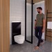 GE Monolith Plus Sanitärmodul für WWC 114cm, Glas schwarz /schwarz Alu. gebü.