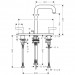 Hansgrohe 3-Loch Waschtischarmatur Axor Citterio chrom m.Platte u.Hebelgriffen