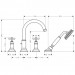 Hansgrohe 4-Loch Wannenarmatur Axor Montreux F-Set f.Wannenrand chrom m.Kreuzgriffen