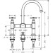 Hansgrohe AXOR Montreux 2-Griff-Waschtischarmatur 220 mit Ablaufgarnitur, nickel gebürstet 16510820
