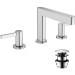 Hansgrohe 3-Loch Waschtischarmatur 110 Finoris mit Push-Open Ablaufgarnitur chrom
