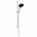 Hansgrohe Rainfinity Brauseset 130 3jet EcoSmart mit Brausestange S Puro 65 cm, Push-Handbrausehalterung und Designflex Textilbrauseschlauch 160 cm Mattweiß