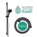 Hansgrohe Rainfinity Brauseset 130 3jet EcoSmart mit Brausestange S Puro 90 cm, Push-Handbrausehalterung und Designflex Textilbrauseschlauch 160 cm Mattschwarz