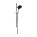Hansgrohe Rainfinity Brauseset 130 3jet mit Brausestange S Puro 65 cm, Push-Handbrausehalterung und Designflex Textilbrauseschlauch 160 cm Chrom