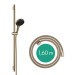 Hansgrohe Rainfinity Brauseset 130 3jet mit Brausestange S Puro 90 cm, Push-Handbrausehalterung und Designflex Textilbrauseschlauch 160 cm Brushed Bronze