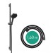 Hansgrohe Rainfinity Brauseset 130 3jet mit Brausestange S Puro 90 cm, Push-Handbrausehalterung und Designflex Textilbrauseschlauch 160 cm Mattschwarz