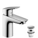 HG Waschtischmischer Logis 100 chrom mit Push-Open Ablaufgarnitur
