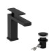 Hansgrohe WTM 110 Tecturis E mit Zugstangen-Ablaufgarnitur Matt Black