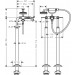 HG Zweigriff Wannenarmatur Axor Montreux Fertigset Hebelgriff BN Bodenmontage
