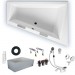 Riho Eck-Badewanne Doppio 180x130 cm L / weiß + Handgriffe BA91F05