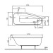 Rocky Plus/S100 170x75 rechts Acryl-Raumsparbadewanne